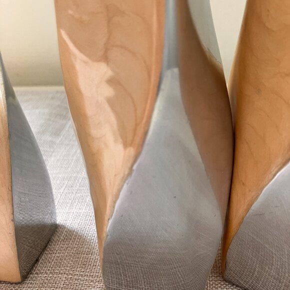 Vintage Scandinavian Style Twist Candle Holders - Silver Tone Metal - Picture 3 of 12